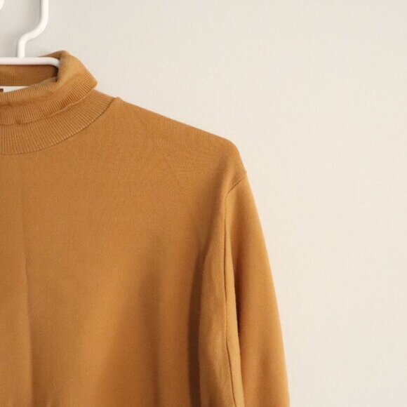 Vntg Ban Lon Sz L Men's Brown Tight Knit Turtleneck Stretch Long Sleeve Sweater - Picture 5 of 11